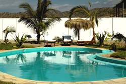 Pool side lounging after a day of surfing is best with a refreshing pisco sour